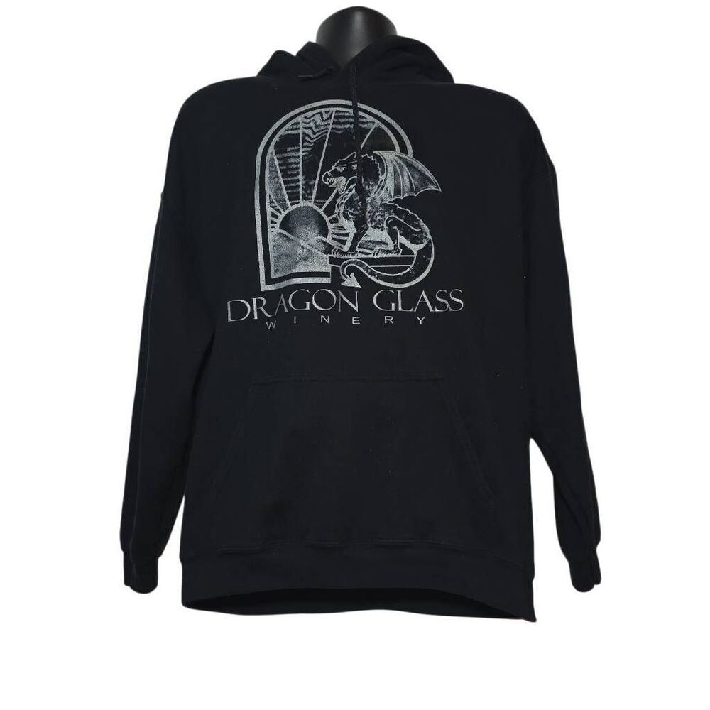 Gildan Size XL Black Heavyweight Dragon Glass Winery Pullover Hoodie
